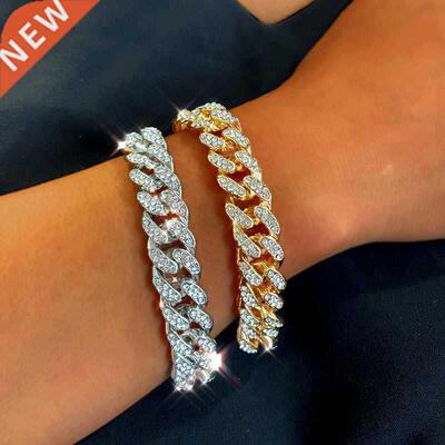 New Fashion Luxury 12mm Iced Out Cuban Link Chain Bracelet f