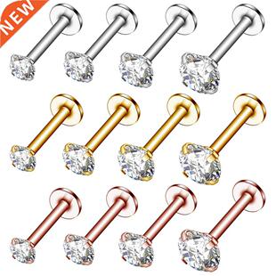 1PCS Cryal Labret Piercing Ring Lip 16GSurgical eel Zirc