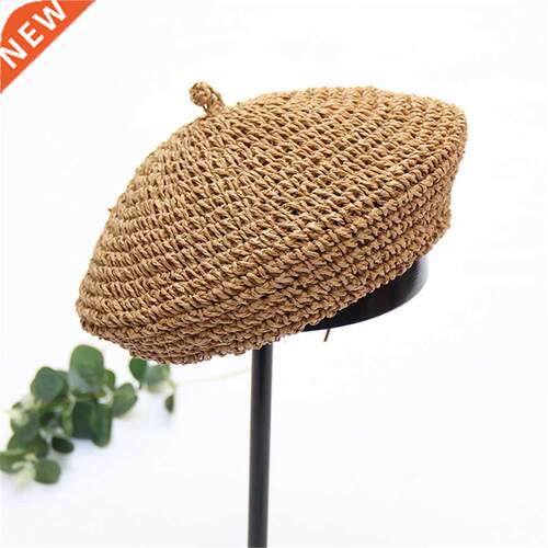 2021 New Handmade Women Berets French Female Straw Hats Des