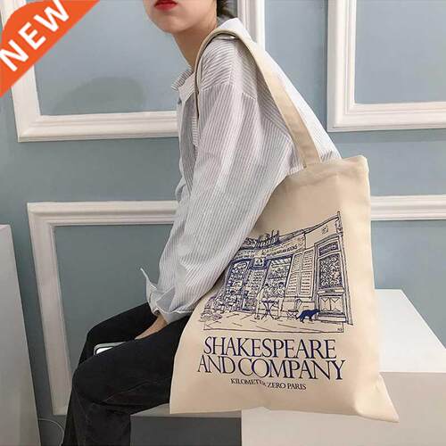 Women Canvas Shoulder Bag Shakespeare Print Ladies Shopping
