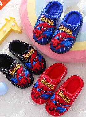 Chldren Cartoon Spderman Prnt Cotton Slpper Soft Autumn