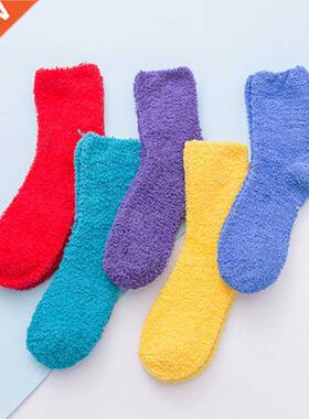 Women Winter Warm Fluffy Socks Soft Elastic Coral Velvet Soc