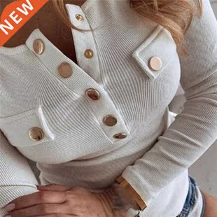 2020 Cotton Women Spring O Neck Pullover Long Sleeve T Shirt