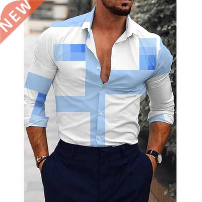 Social Fashion Men Shirts Luxury Shirt Casual Lattice Print