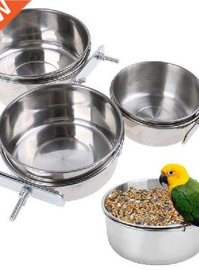 Bird Feeding Dish Cup Stainless Steel Pet Parrot Food Water