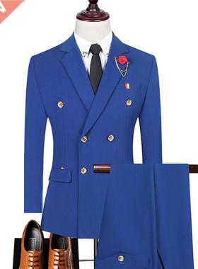 3 Pcs Set Blazers Jacket Pants Vest / 2022 Fashion New Men's