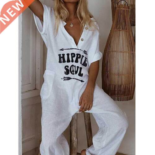 suit Romper Casual Soft Cotton Women's Loose Pants Jumpsuit