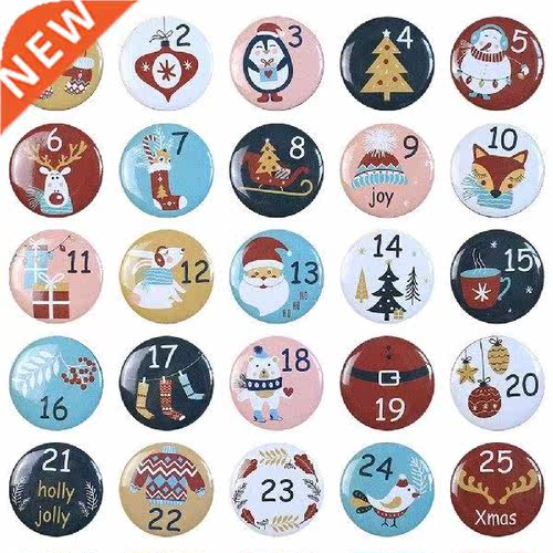 Christmas Button Pins Christmas Advent Calendar Badge