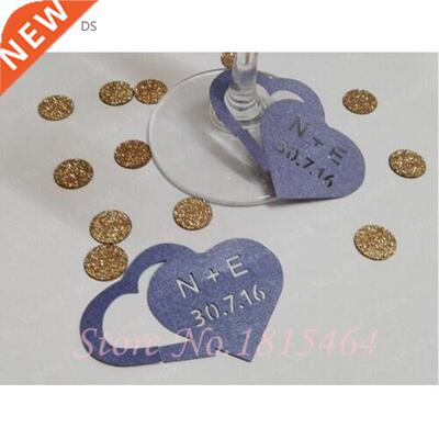 50pcs Cuom Names Wedding Date Wine Glass Ring Charms Tags