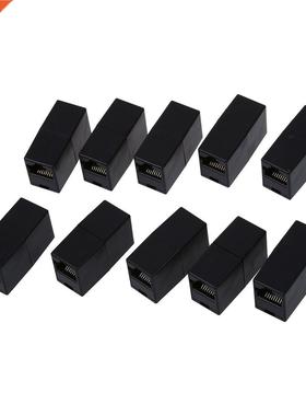 RJ45 8P8C Female to Female LAN Couplers Black (Pack of 10)