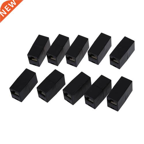 RJ45 8P8C Female to Female LAN Couplers Black (Pack of 10)