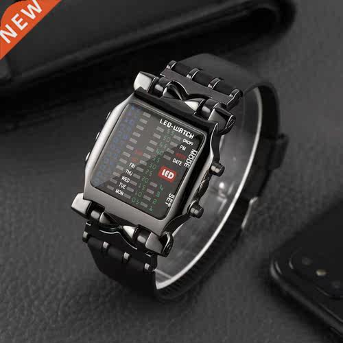 Multifunctional Popular Square Dial Uisex Binary LED Digital