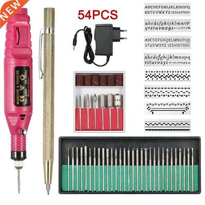 54pcs Portable Mini Electric Nail Drill Buffer Kit Micro Eng