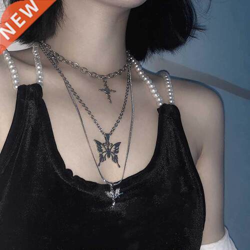 HUANZHI 2020 pcs/set Three Layer Butterfly Cross Angel Pend