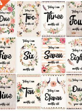 12 Sheet Baby Milestone Cards Newborn Monthly Memorial Grow