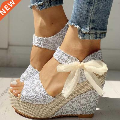 2022 Fashion INS Hot Lace Leisure Women Wedges Heeled Women