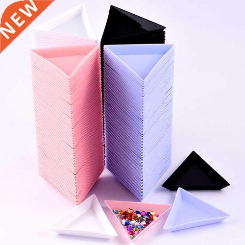 10pcs Plastic Triangle Nail Tray Nail Art Rhinestone ead Cr