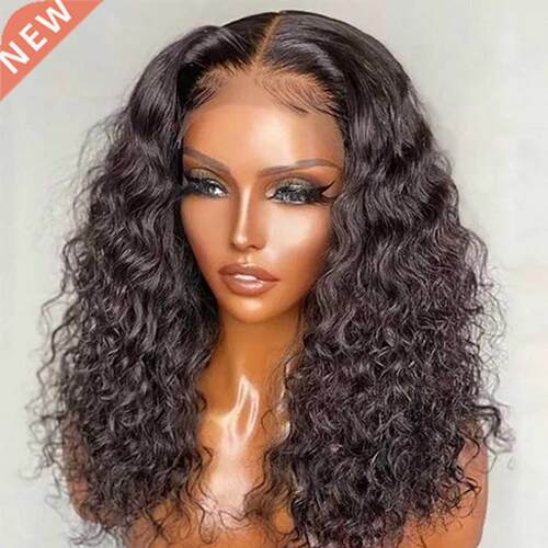 Short Curly bob wig water wave lace front wig curly human ha