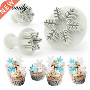 3pcs/Set Snowflake Plunger Mold Cake Decorating Tool Biscuit