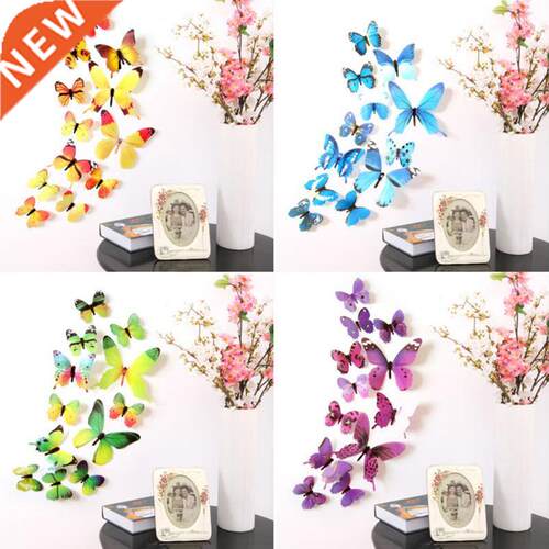 12PCS 3D Multicolor Butterfly Wall Stickers Butterfly Fridge