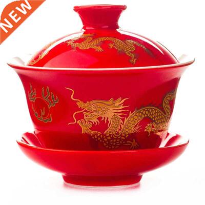 Hand Panted Red Dragon Gawan Tea Set Teaware,kung Fu