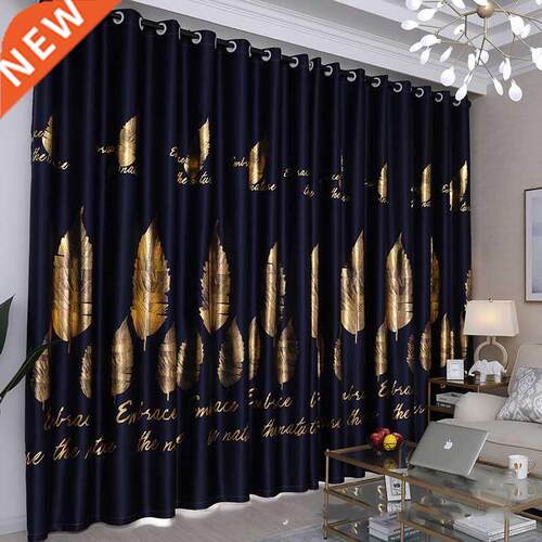 Slver Leaf Blackout Curtan for Bedroom Gold Shny Kds Ch
