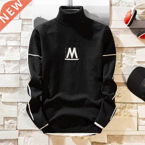 2021Autumn New Men's Turtleneck Sweaters Pullover Male Solid