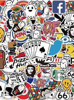 10/0/50/100Pcs Fashion Cool Brand Logo Stickers Aesthetic M