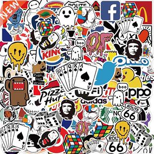 10/0/50/100Pcs Fashion Cool Brand Logo Stickers Aesthetic M