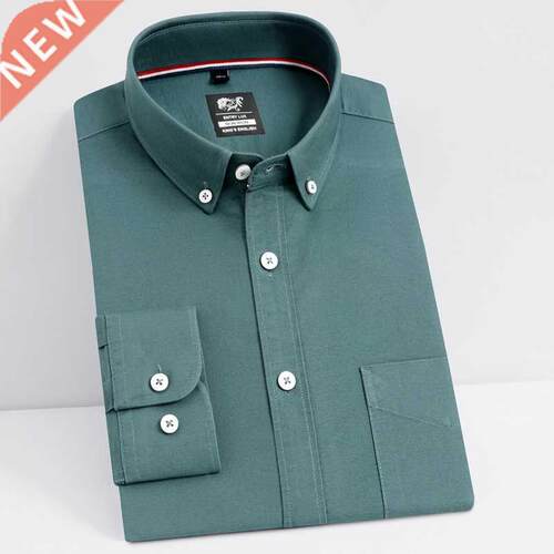 Men	s Long Sleeve Oxford Woven Shirt Single Patch Poc