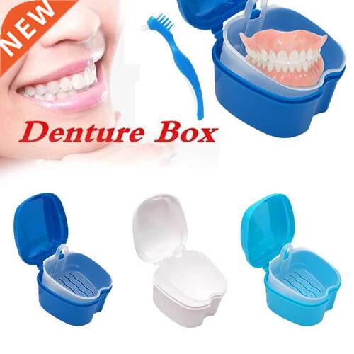 Denture Bath Box Case Dental False Teeth Storage Box with Ha