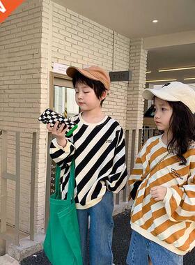 Spring Unisex Children fashion diagonal stripe hoodies Boys