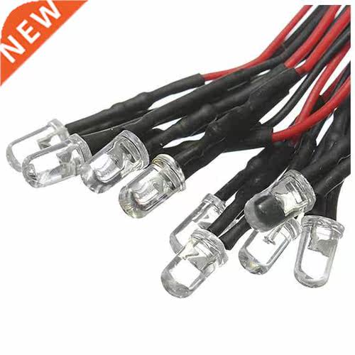 10 pcs 12V 20cm LED Pre wired 5mm white