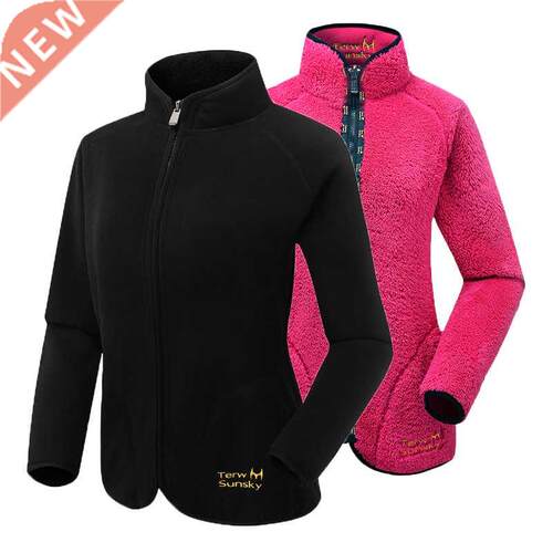 Outdoor double side plus size women coat warm fleece clothin