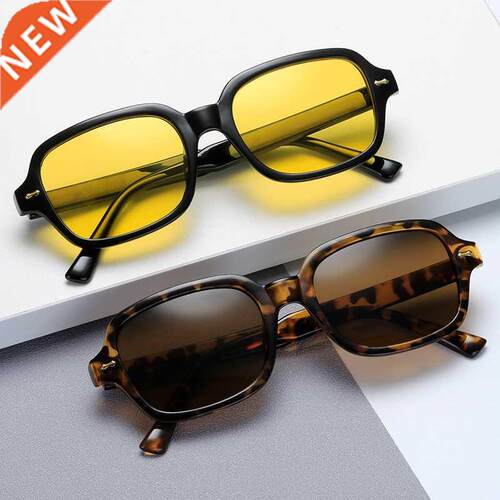 Fashion Black Yellow Square style Vintage Sunglasses Woman R