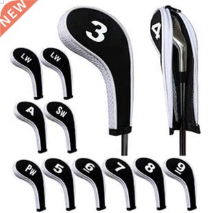 12 Pcs Golf Club Head Iron Covers Zippered Neoprene Protecti