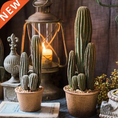 Blue Aishen Wood Simulation Cactus Bonsai Decorative