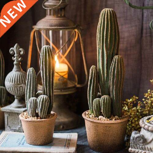 Blue Aishen Wood Simulation Cactus Bonsai Decorative
