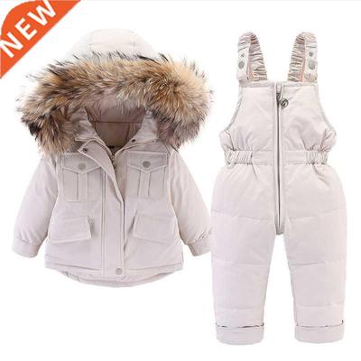 2pcs Set Baby Girl winter down jacket and jumpsuit for child