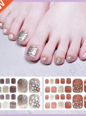 1 Set Toe Nail Stickers Waterproof Self-adhersive Nail Art