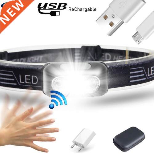 10000Lm Mini LED Headlamp Body Motion Sensor Headlight With