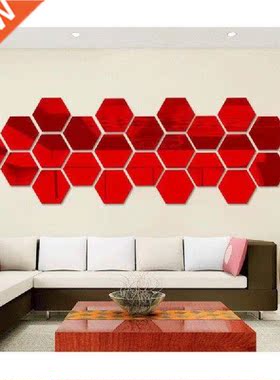 12Pcs/Set Hexagon Acrylic Mirror Sticker D Mirror Wall