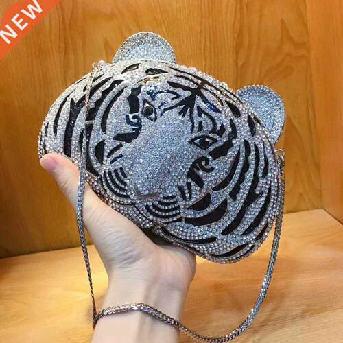 Fashion tiger gold Crystal day Clutches Evening Bags Women P