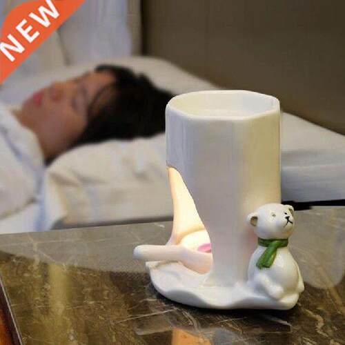 2pcs/set Hollow Essential Oil Lamp Bear Ceramic Burner