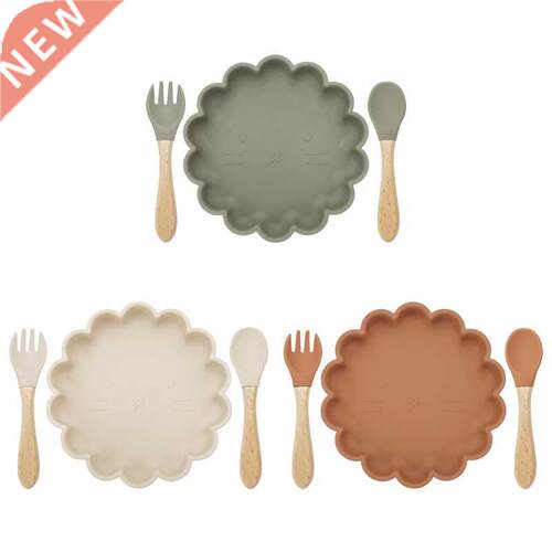 3pcs Baby Plate Spoon Fork Feeding Food Tablewe set Feedin