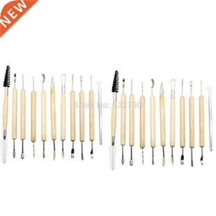 2 Sets(22pcs) Wooden Handle Wax Pottery Carving Clay Polymer