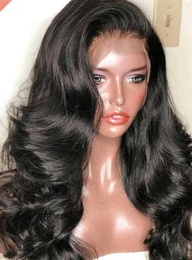 RONGDUOYI Body Wave Wig Lace Front Wigs for Women Black Colo