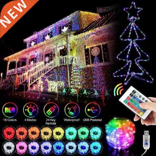 100 Led 33ft Strip Rope Light 16 Colors 4 Modes Ip65