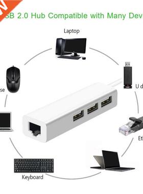 77UA 3-port 2.0 USB Hub with High Speed, RJ45 Lan Network Ca