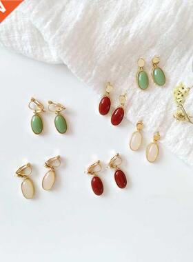 Japan Natrual Fore Cryal one Clips on Earring Without